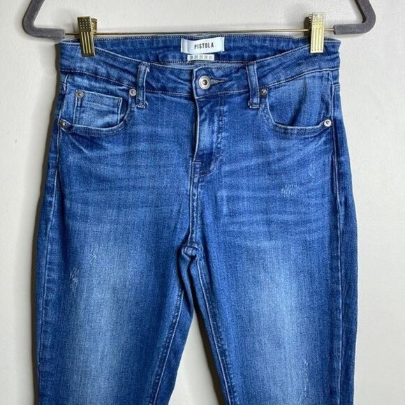 Revolve Pistola Size 28 Audrey Mid Rise Cropped Whiskered Frayed Skinny Jeans - Picture 4 of 12